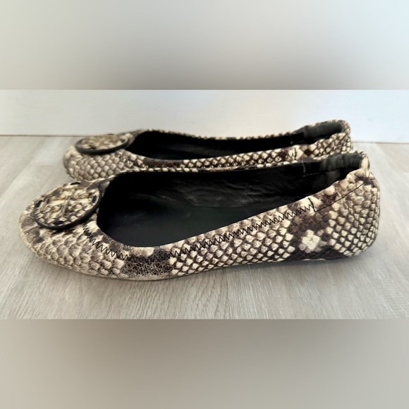 Tory Burch Women's RARE Minnie Snakeskin-Embossed Leather Ballet Flats Size 7.5 - Picture 8 of 8